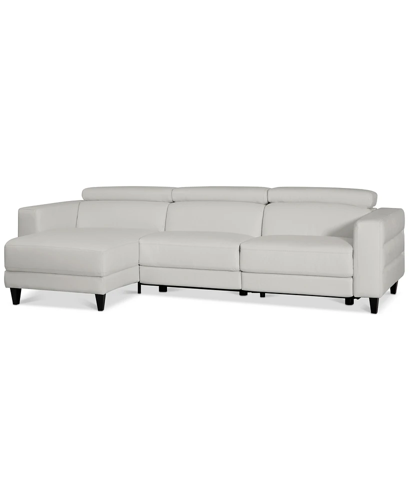 Silvanah 3-Pc. Leather Sectional with Storage Chaise and Power Recliner