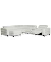 Silvanah 6-Pc. Leather Sectional with Storage Chaise and 2 Power Recliners and Console, Created for Macy's