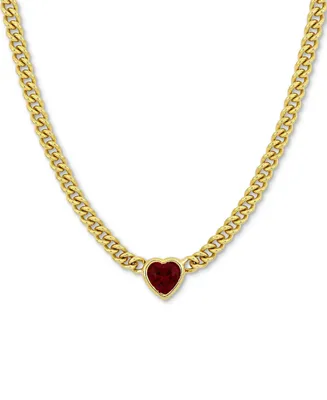 Lab-Grown Ruby Heart 18" Collar Necklace (2-7/8 ct. t.w.) in Yellow-Plated Sterling Silver