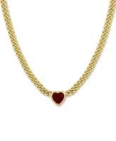 Lab-Grown Ruby Heart 18" Collar Necklace (2-7/8 ct. t.w.) in Yellow-Plated Sterling Silver