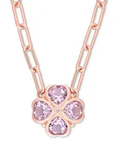 Rose Quartz (2-1/5 ct. t.w.) & Diamond Accent Heart Flower 18" Pendant Necklace in Rose Gold-Plated Sterling Silver