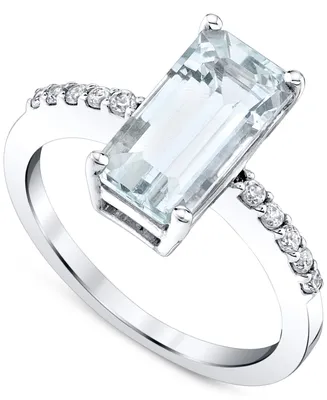 Aquamarine (2-5/8 ct. t.w. ) & Diamond (1/10 ct. t.w.) Ring in Sterling Silver