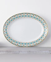 Noritake Lodi's Morning 14" Oval Platter - White, Blue, Gold