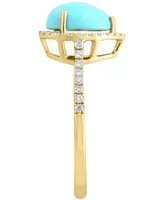 Effy Turquoise & Diamond (1/4 ct. t.w.) Halo Ring in 14k Gold