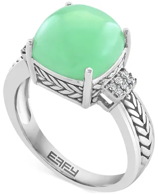 Effy Dyed Green Jade & Diamond (1/20 ct. t.w.) Statement Ring in Sterling Silver