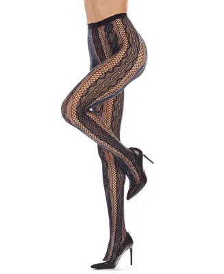MeMoi Women's Linear Floral Net Tights Stockings - Two