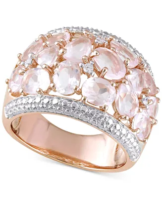 Rose Quartz (6 ct. t.w.) & Diamond (1/20 Openwork Statement Ring Gold-Plated Sterling Silver