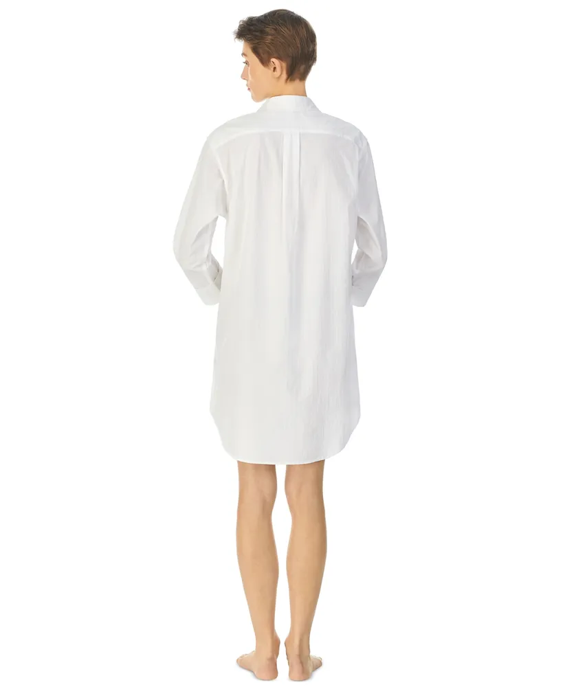 Lauren Ralph Roll-Cuff Sleepshirt Nightgown