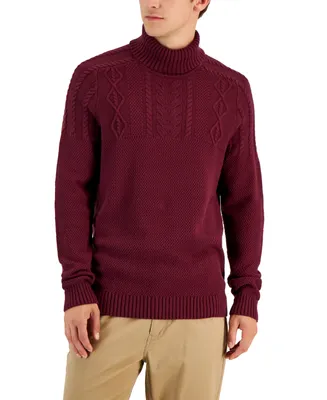 Club Room Men's Chunky Cable Knit Turtleneck Sweater, Created for Macy's