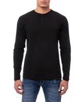 X-Ray Men's Soft Stretch Henley Neck Long Sleeve T-shirt