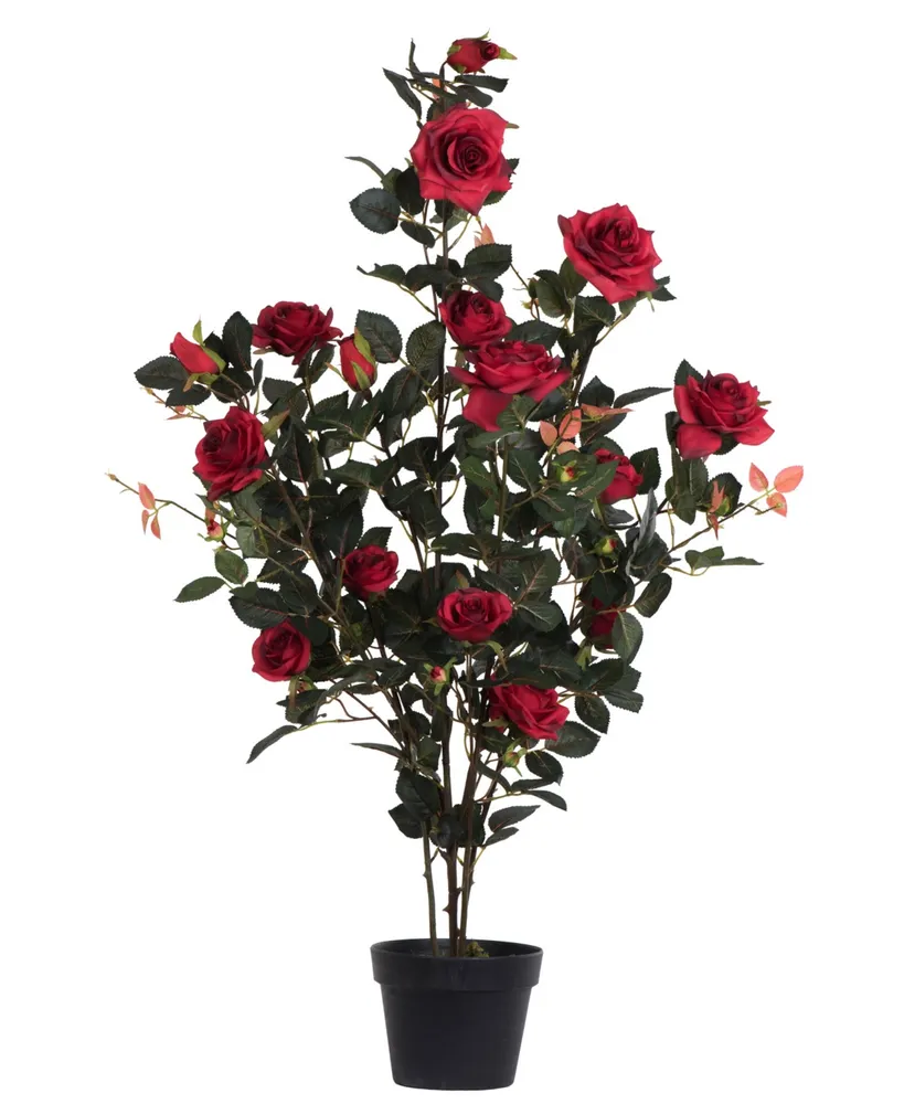 Vickerman 45" Artificial Red Rose Plant in Pot