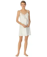 Lauren Ralph Lace-Trim Satin Chemise Nightgown Lingerie