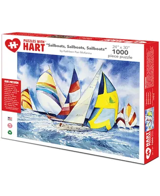 Hart Puzzles Sailboats 24" x 30" By Kathleen Parr Mckenna Set, 1000 Pieces