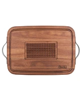 Viking Acacia Carving Board with Juice Well and Metal Handles