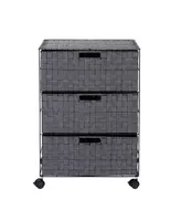 3 Drawer Woven with Wheels Home Office Organizer