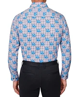 Men's Slim Fit Non-Iron Floral-Print Performance Stretch Dress Shirt