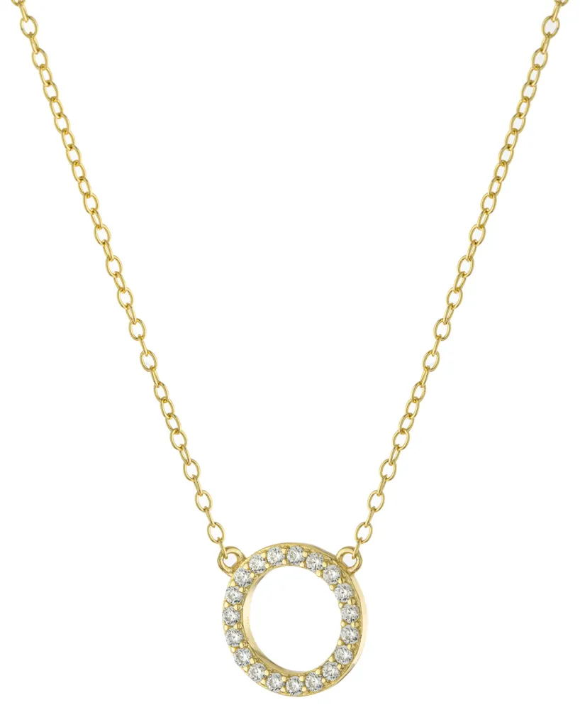 Giani Bernini Cubic Zirconia Circle Pendant Necklace, 16" + 2" extender, Created for Macy's