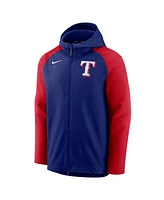 Men's Nike Royal, Red Texas Rangers Authentic Collection Performance Raglan Full-Zip Hoodie