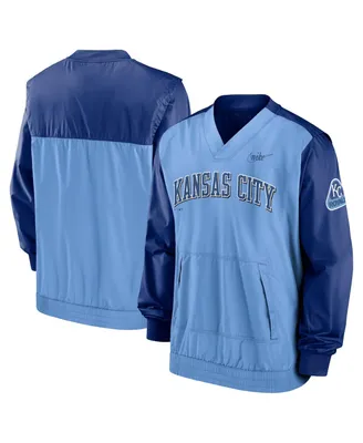 Men's Nike Light Blue and Royal Kansas City Royals Cooperstown Collection V-Neck Pullover Jacket