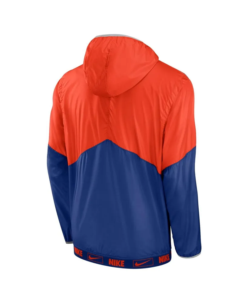 Men's Nike Orange and Royal New York Mets Overview Half-Zip Hoodie Jacket