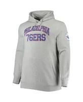 Men's Mitchell & Ness Heather Gray Philadelphia 76Ers Hardwood Classics Big and Tall Throwback Pullover Hoodie