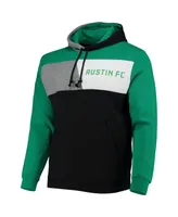 Men's Mitchell & Ness Black and Green Austin Fc Colorblock Fleece Pullover Hoodie