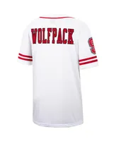 Men's Colosseum White and Red Nc State Wolfpack Free Spirited Baseball Jersey