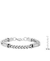 Steeltime Men's Stainless Steel Wheat Chain and Simulated Diamonds Link Bracelet