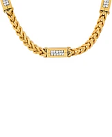 Steeltime Men's 18k Gold Plated Stainless Steel Wheat Chain and Simulated Diamonds Link Necklace