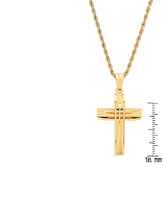 Steeltime 18k Gold Plated Stainless Steel Cut Accented Cross Pendant