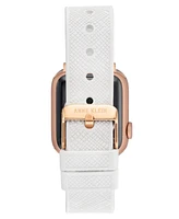 Anne Klein Women's White Textured Silicone Band designed for Apple Watch 42mm (Series 1-3 only) & 44/45/46/49mm (Ultra & Ultra 2)