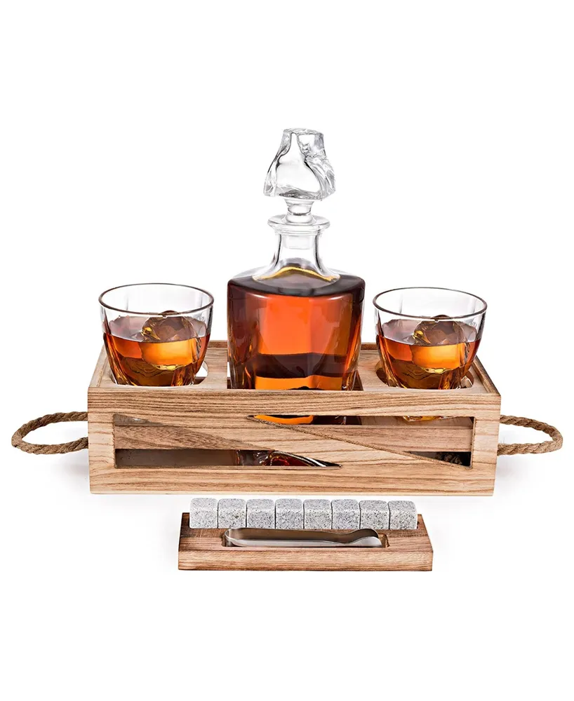 Whiskey Decanter and Cigar Glass Gift Set, 14 Piece