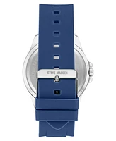 Steve Madden Men's Blue Silicone Strap Embossed with Steve Madden Logo Watch, 44X50mm