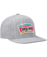 Men's Mitchell & Ness Heathered Gray San Antonio Spurs Hardwood Classics Team 2.0 Snapback Hat