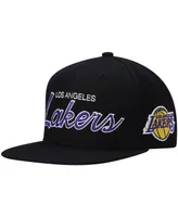 Men's Mitchell & Ness Black Los Angeles Lakers Hardwood Classics Script 2.0 Snapback Hat