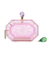 Women's Perfume Bottle Clear Flower Cut Acrylic Clutch