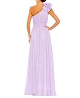 Women's Polka Dot Ruffled One Shoulder Gown