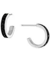 Giani Bernini Black Crystal Small Hoop Earrings in Sterling Silver, 0.59", Created for Macy's