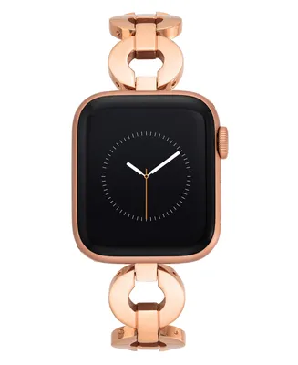 Anne Klein Women's Rose Gold-Tone Stainless Steel Open Link Bracelet Compatible with 38/40/41mm Apple Watch - Rose Gold