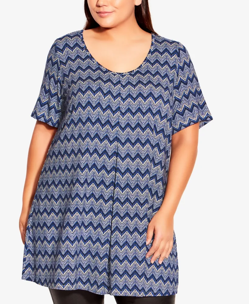 Plus Size Liv Pleat Print Tunic Top