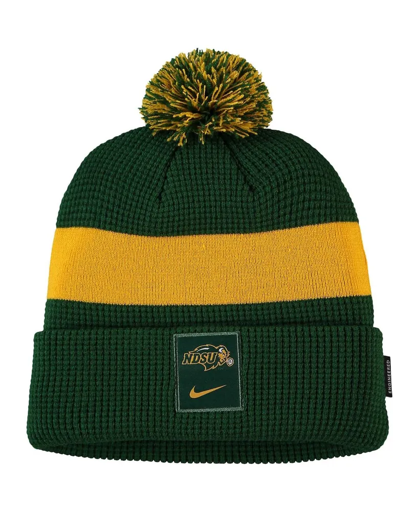 Men's Nike Green Ndsu Bison Logo Sideline Cuffed Knit Hat with Pom