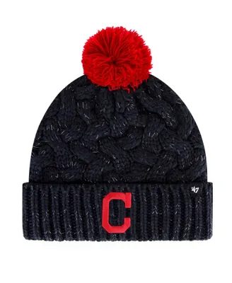 Women's '47 Brand Navy Cleveland Indians Knit Cuffed Hat with Pom