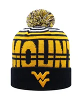 Men's Top of the World Navy and Gold West Virginia Mountaineers Colossal Cuffed Knit Hat with Pom