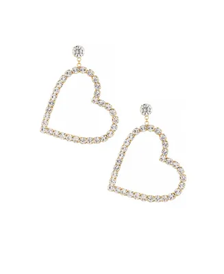Ettika 18k Gold-Plated Crystal Heart Statement Earrings
