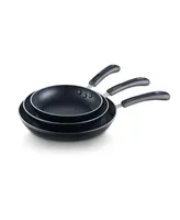 Cook N Home Basics Nonstick Saute Skillet Fry Pan 3-Piece Set, 8 inch/9.5-Inch/11-inch, Black