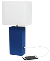 Elegant Designs Modern Leather Table Lamp with Usb