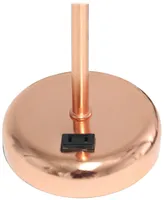 LimeLights Stick Lamp with Charging Outlet, Set of 2 - White Shade, Rose Gold
