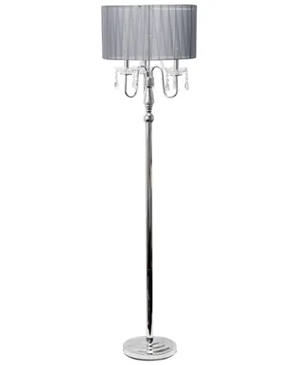 Elegant Designs Romantic Cascading Crystal and Chrome Floor Lamp