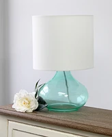 Simple Designs Glass Raindrop Table Lamp with Fabric Shade, Green White Shade