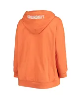 Women's Texas Orange Longhorns Plus Wordmark V-Neck Lace-Up Pullover Hoodie